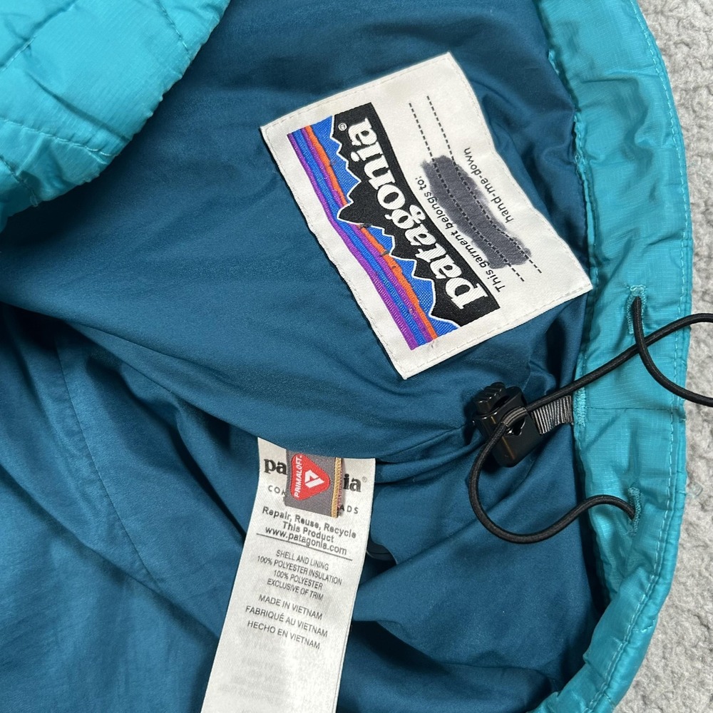 Patagonia Jacket Kids 12 Blue Quilted Insulated Full Zip Winter Coat Hiking - Picture 10 of 15